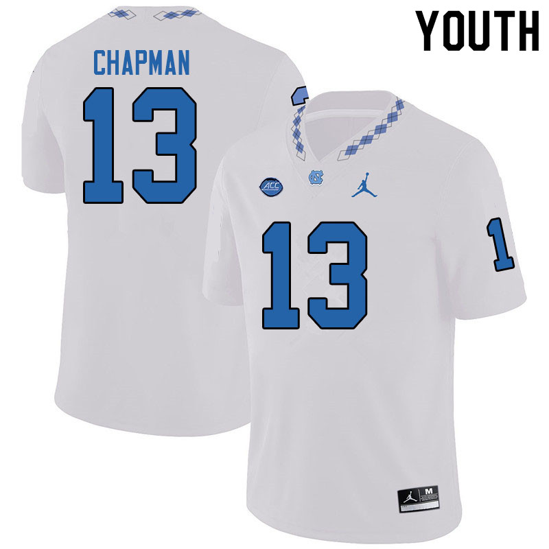 Jordan Brand Youth #13 Don Chapman North Carolina Tar Heels College Football Jerseys Sale-White